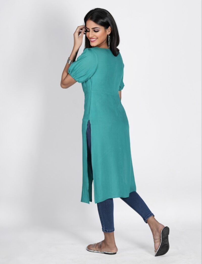 Turquoise Blue Kurta - Image 4