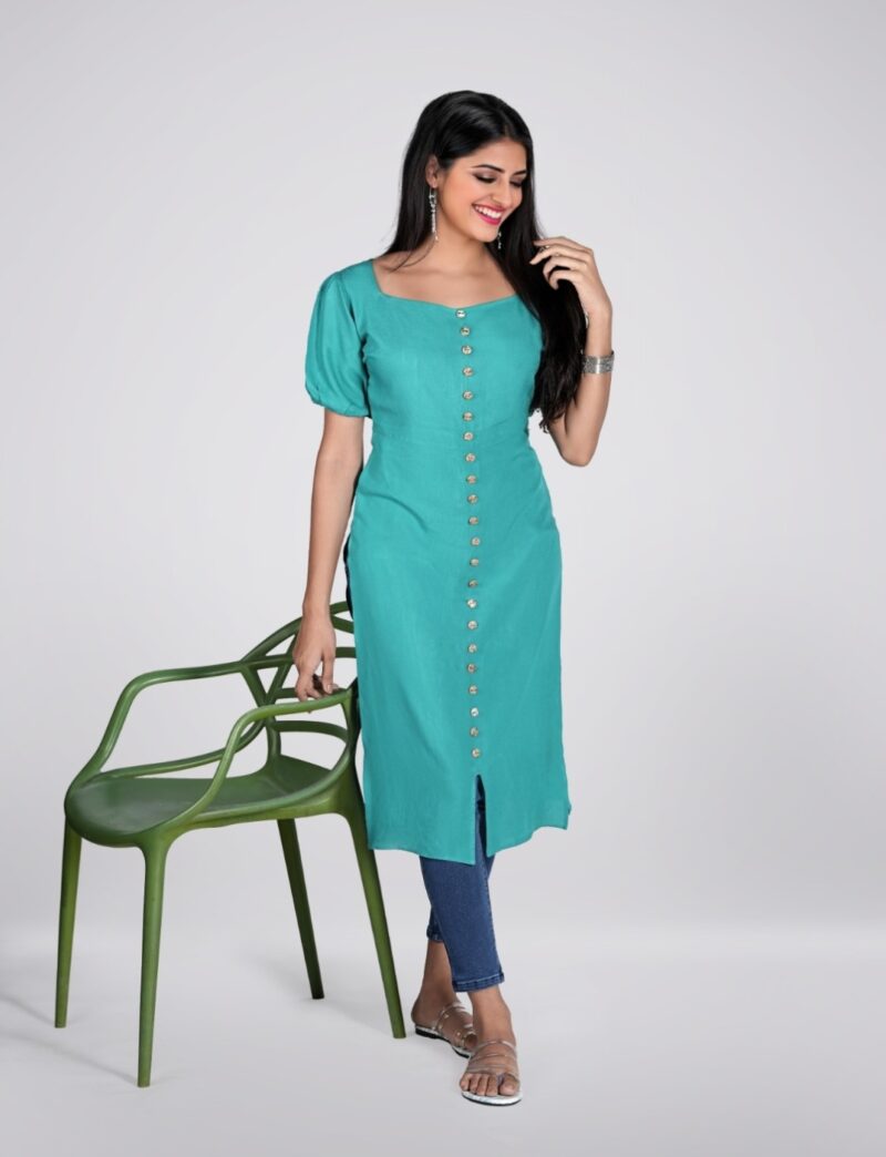 Turquoise Blue Kurta - Image 3