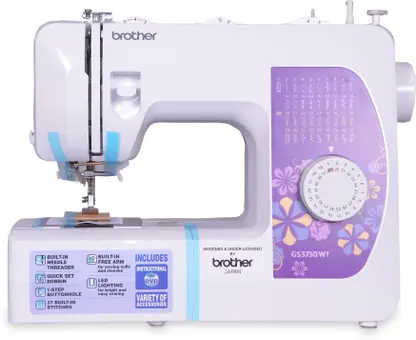 Brother GS3750WT sewing machine with 37 built-in stitches and automatic needle threader for home tailoring